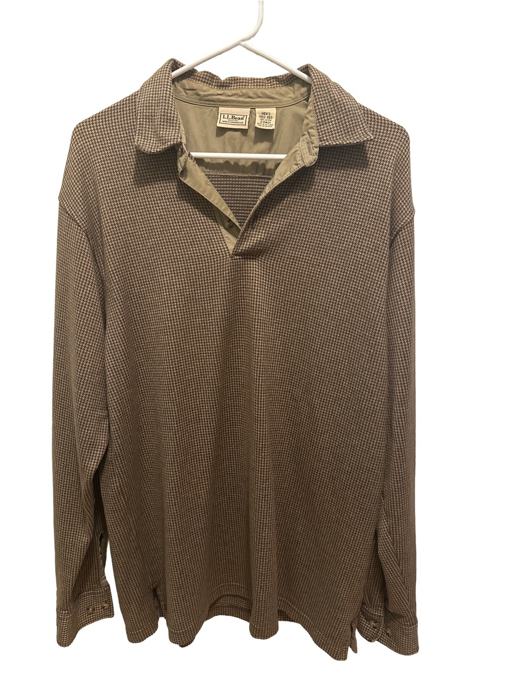 Vintage LL Bean 100% Cotton Houndstooth Pullover Shirt Men’s Medium